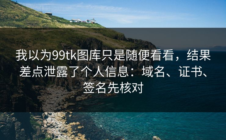 我以为99tk图库只是随便看看，结果差点泄露了个人信息：域名、证书、签名先核对