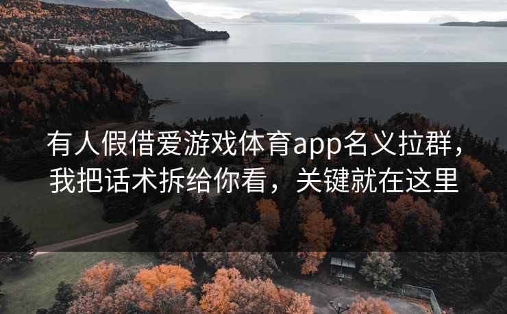 有人假借爱游戏体育app名义拉群，我把话术拆给你看，关键就在这里